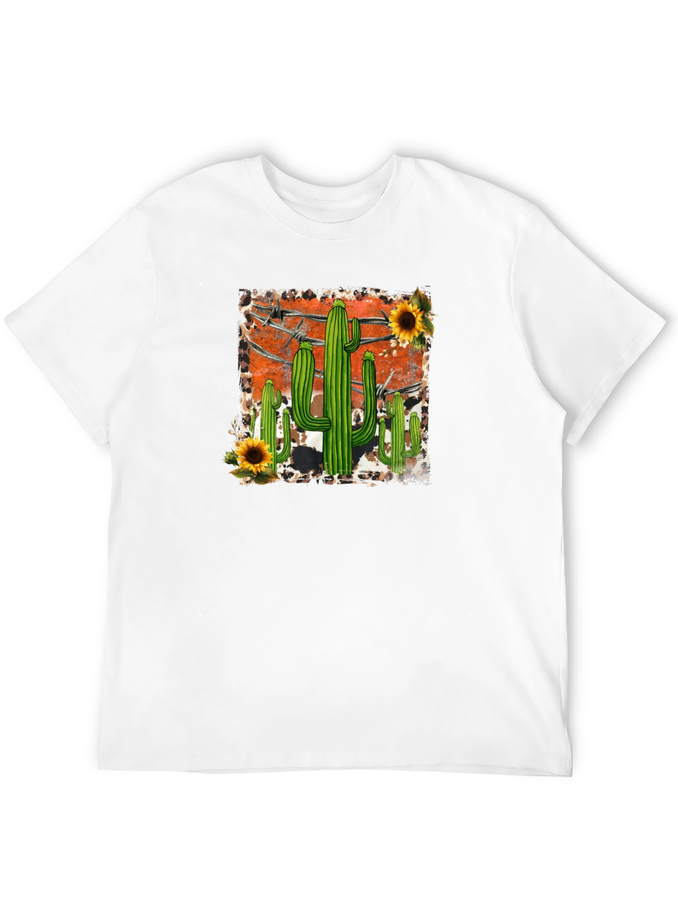 Cactus & Sunflower Graphic Tee - Western Style