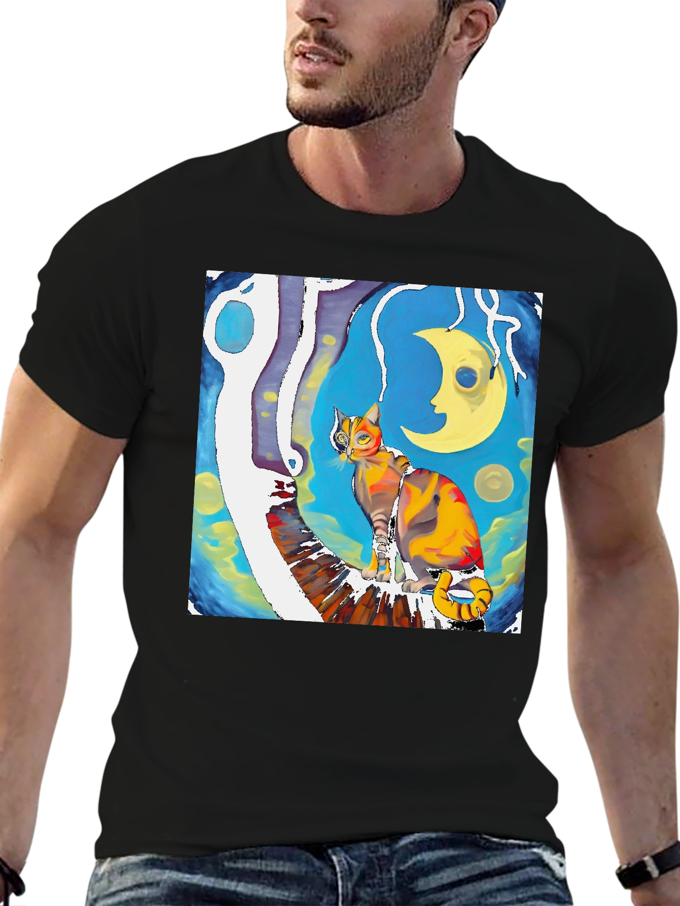 Artistic Cat T-Shirt - Unique Graphic Tee