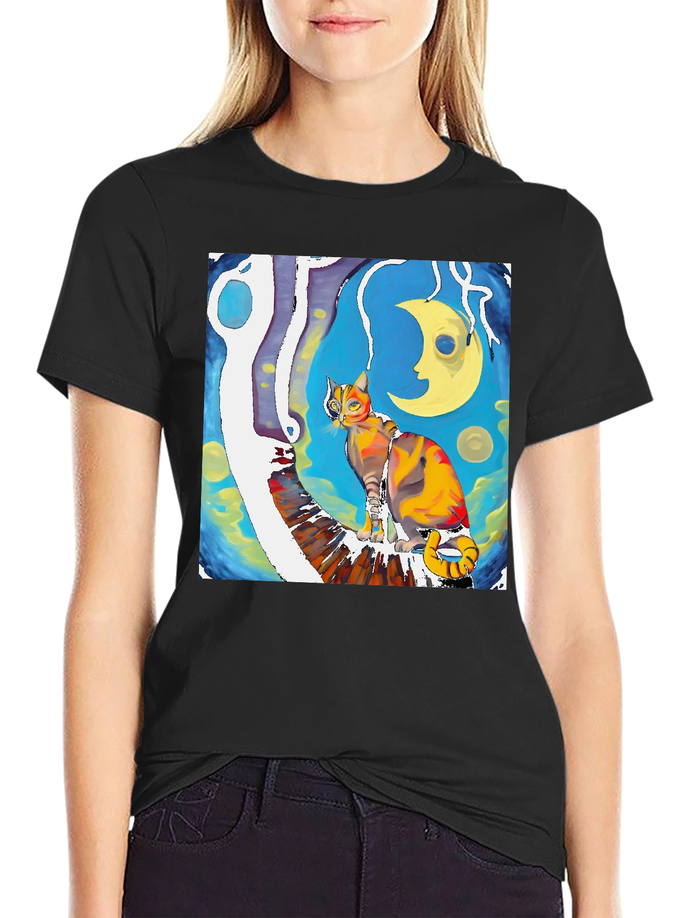 Artistic Cat T-Shirt - Unique Graphic Tee