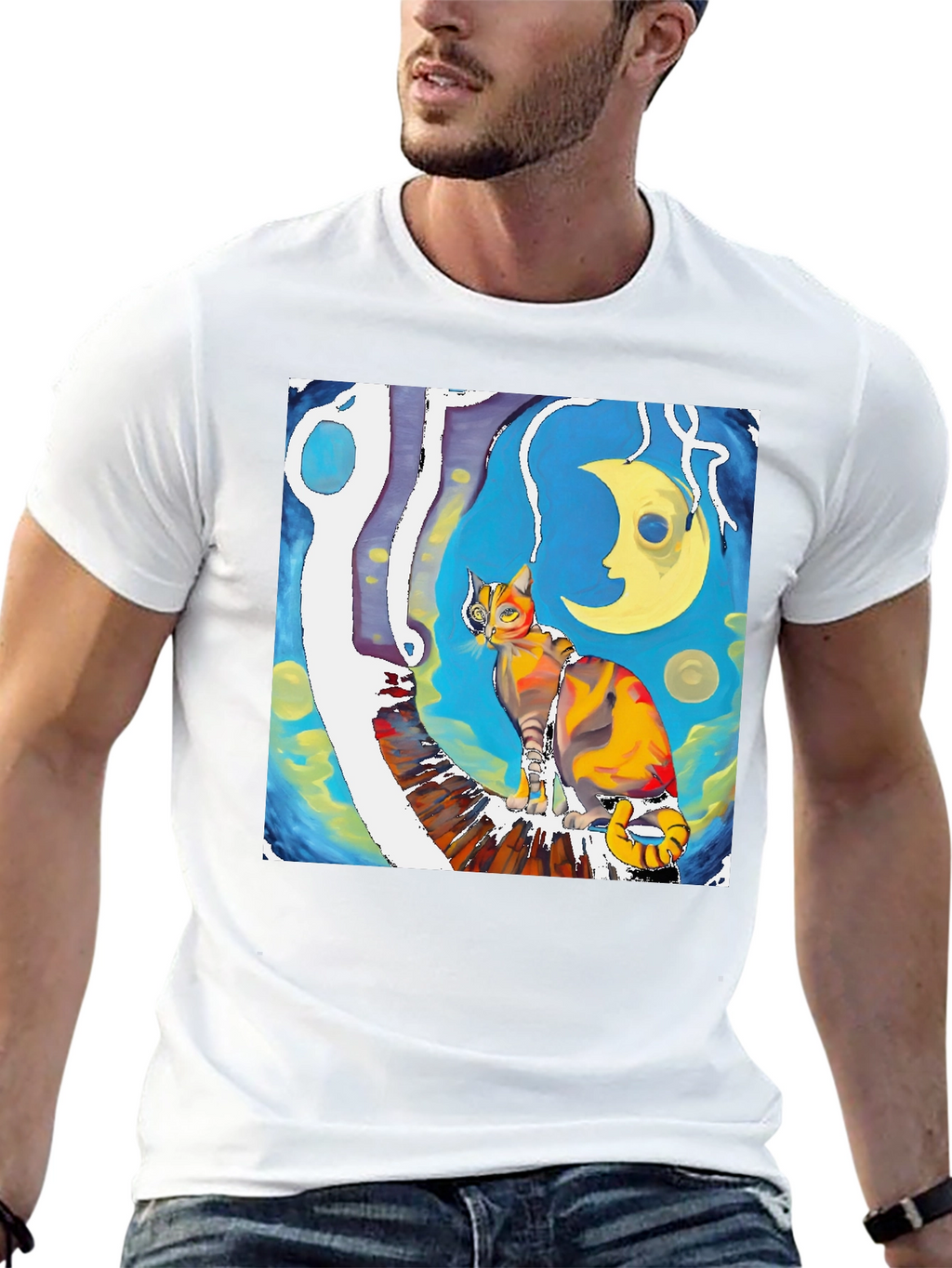 Artistic Cat T-Shirt - Unique Graphic Tee