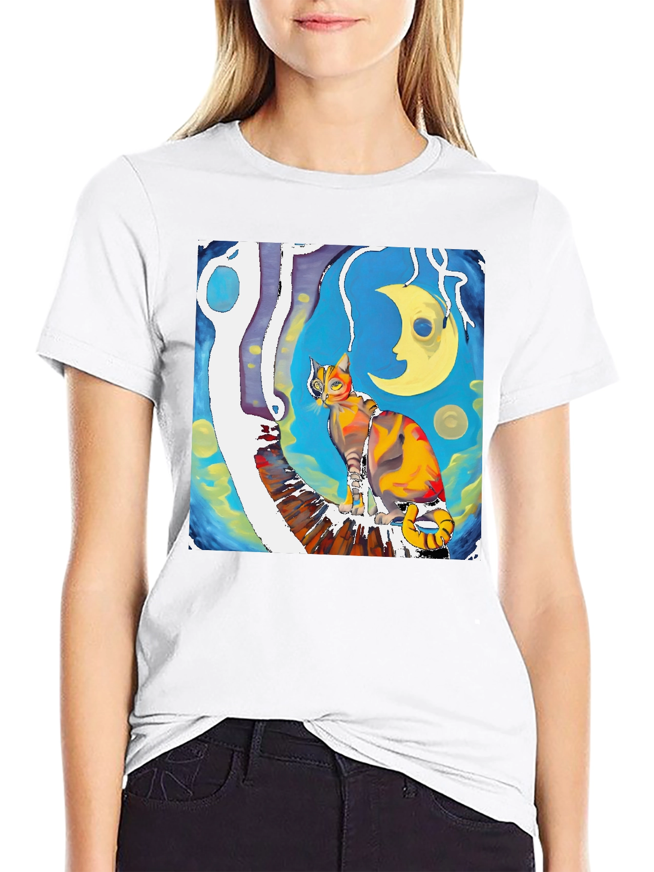 Artistic Cat T-Shirt - Unique Graphic Tee