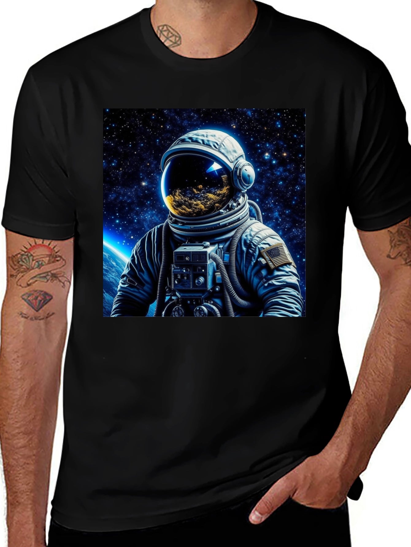 Astronaut Galaxy Graphic Black T-Shirt