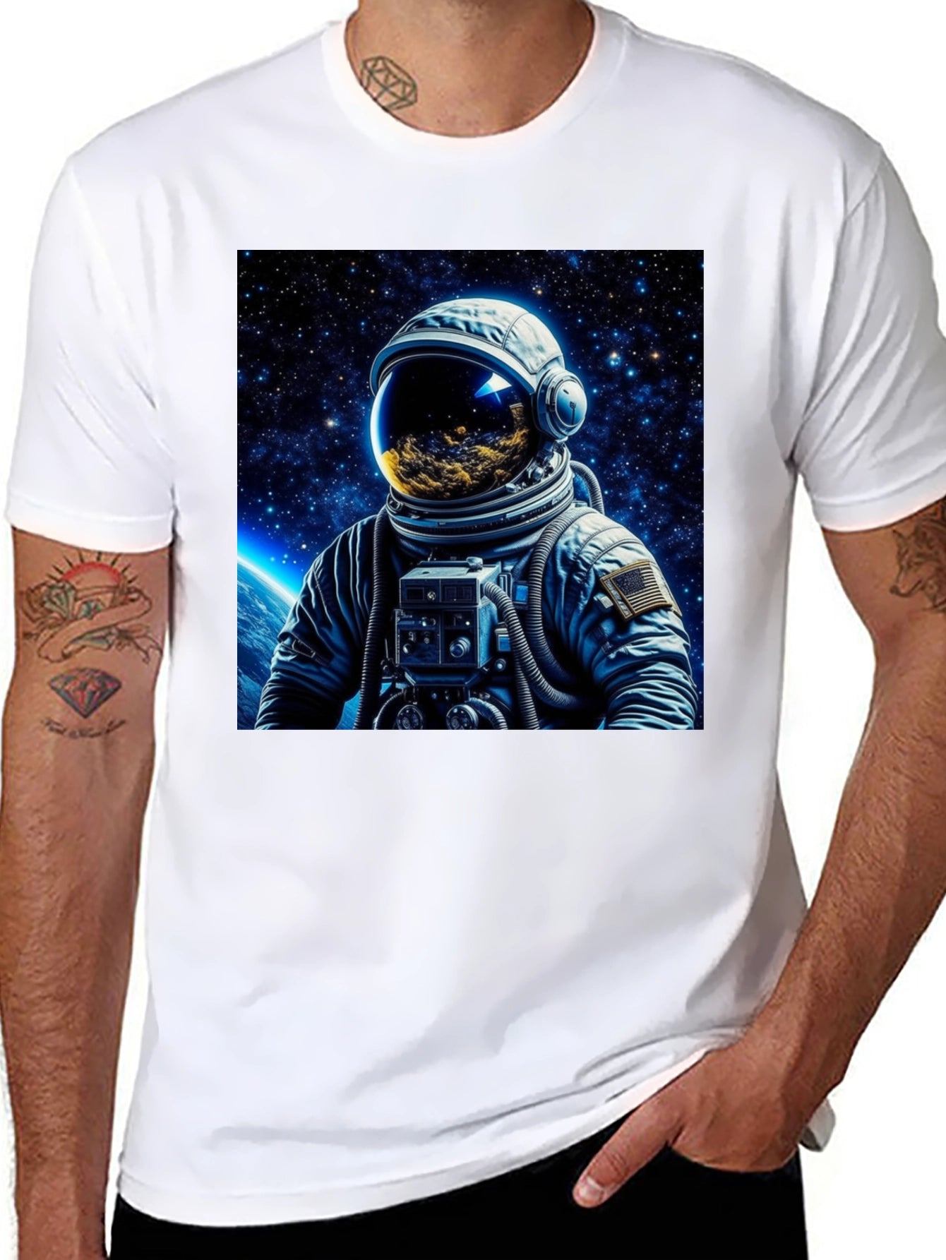 Astronaut Galaxy Graphic Black T-Shirt