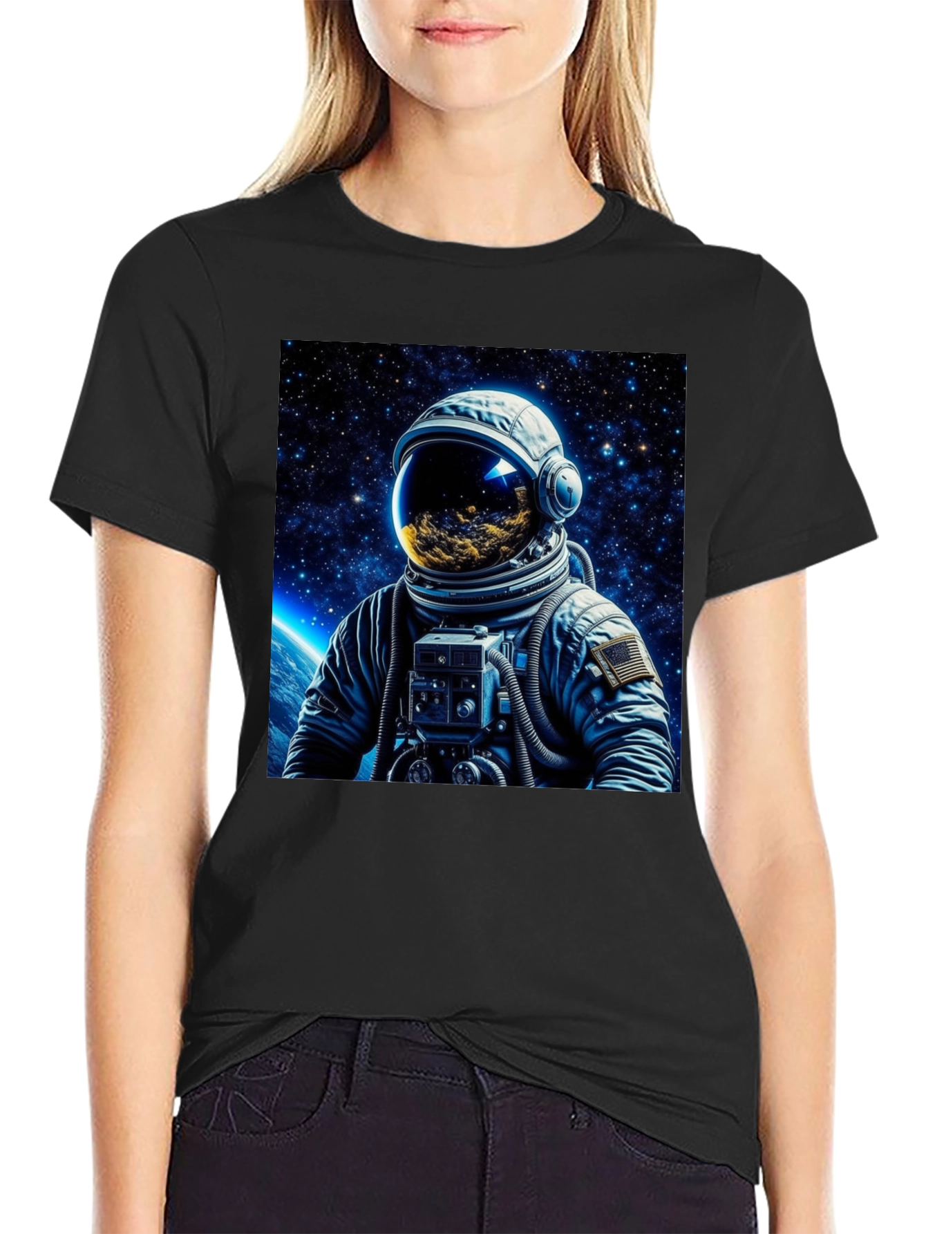 Astronaut Galaxy Graphic Black T-Shirt