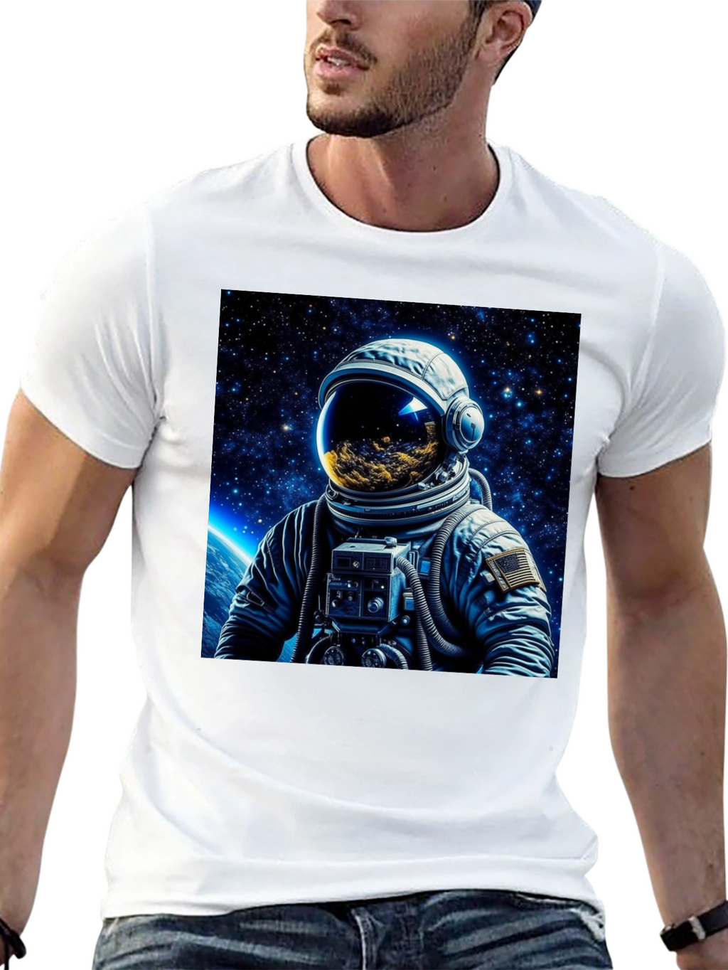 Astronaut Galaxy Graphic Black T-Shirt