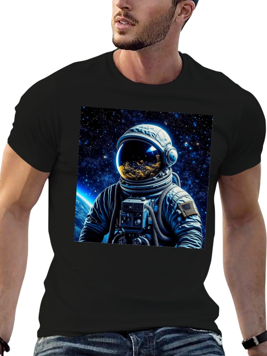 Astronaut Galaxy Graphic Black T-Shirt