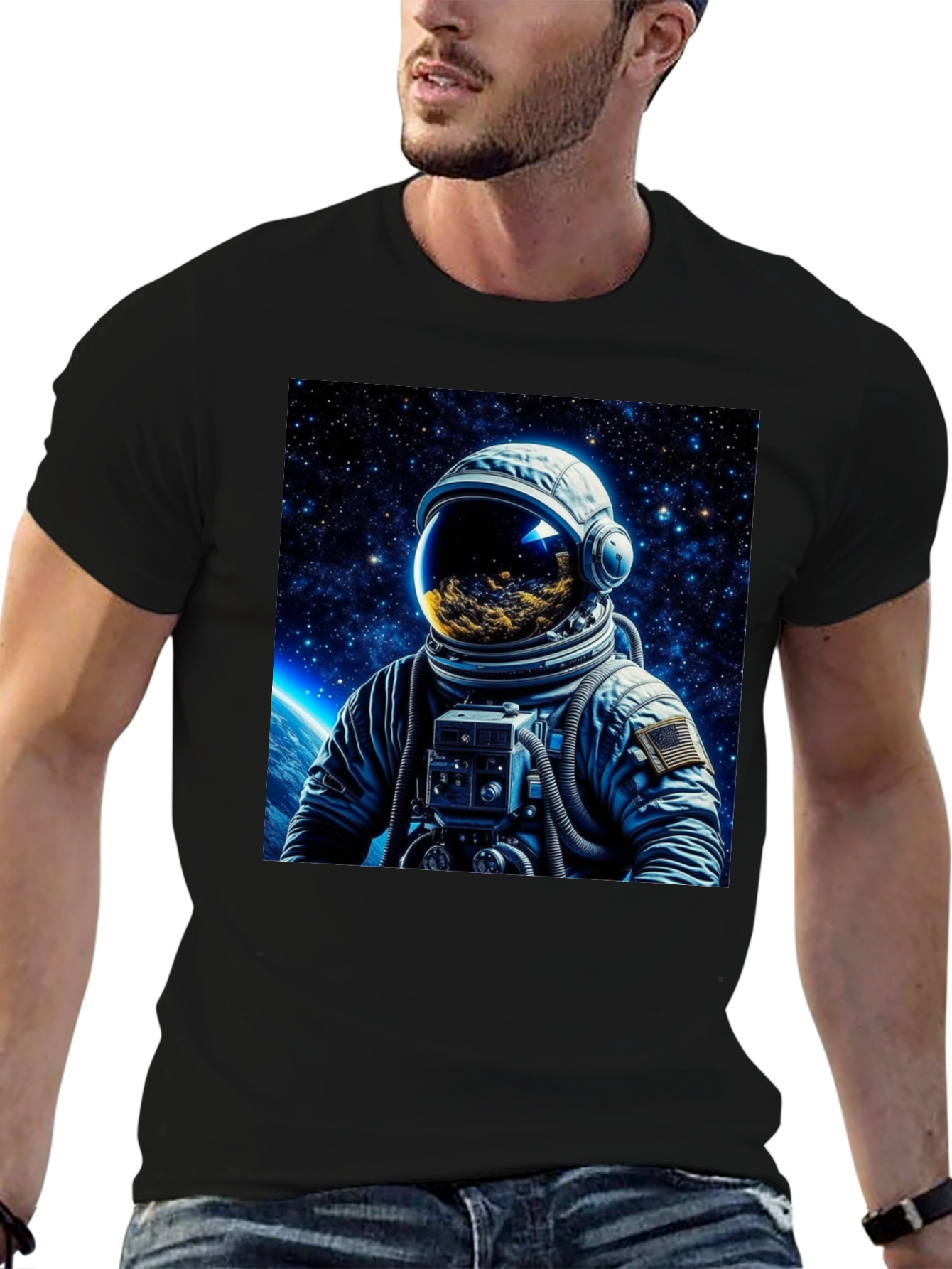 Astronaut Galaxy Graphic Black T-Shirt