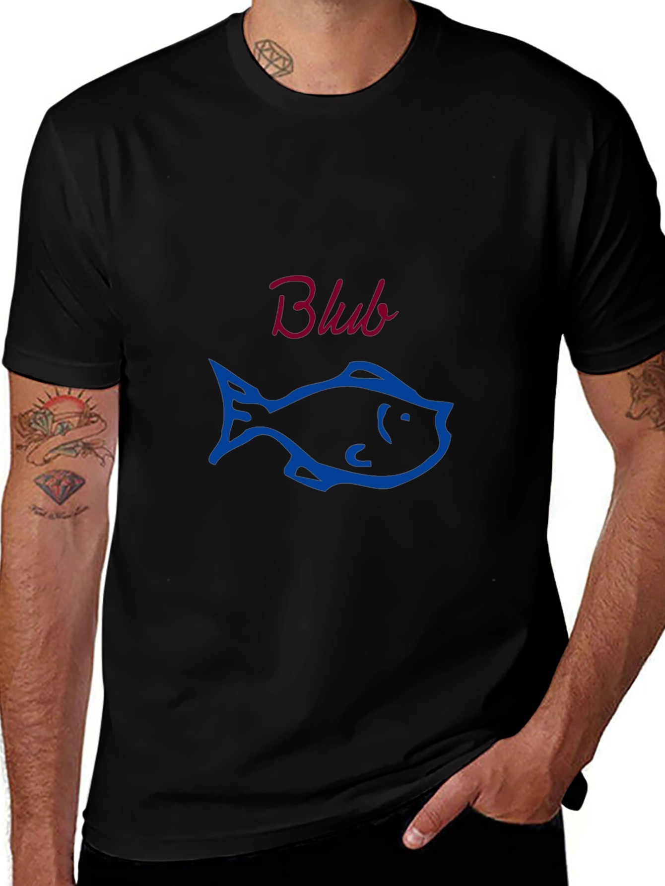 Blub Fish Graphic Tee - Black Casual Comfort