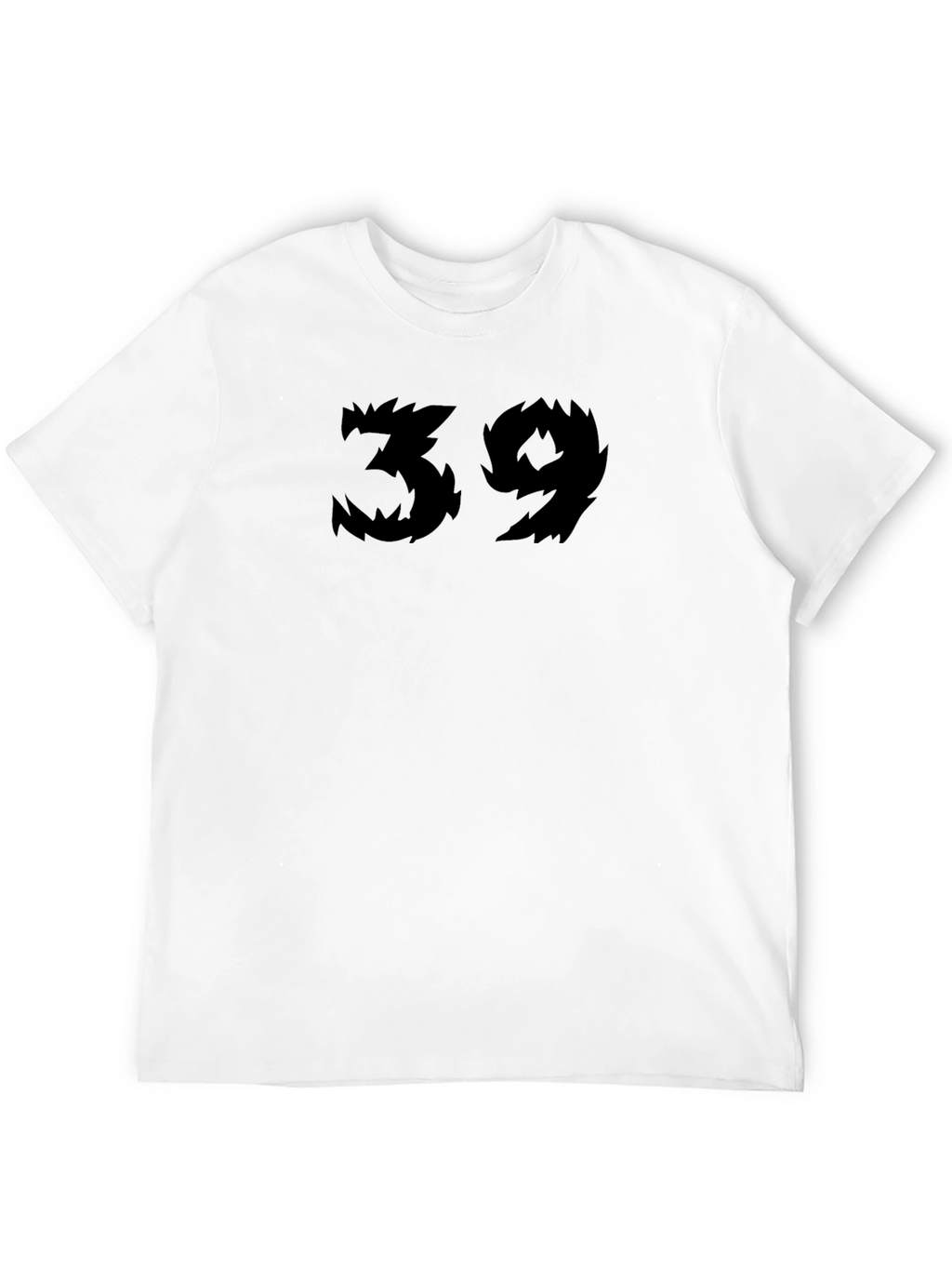 Black T-Shirt with Spiky Number 39 Design