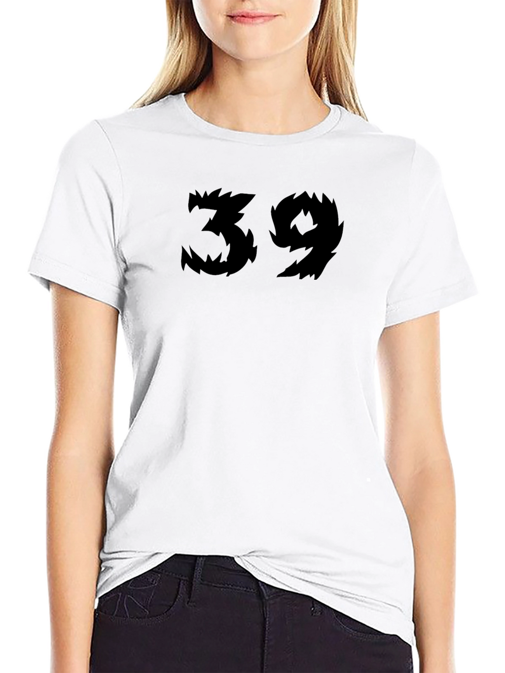 Black T-Shirt with Spiky Number 39 Design