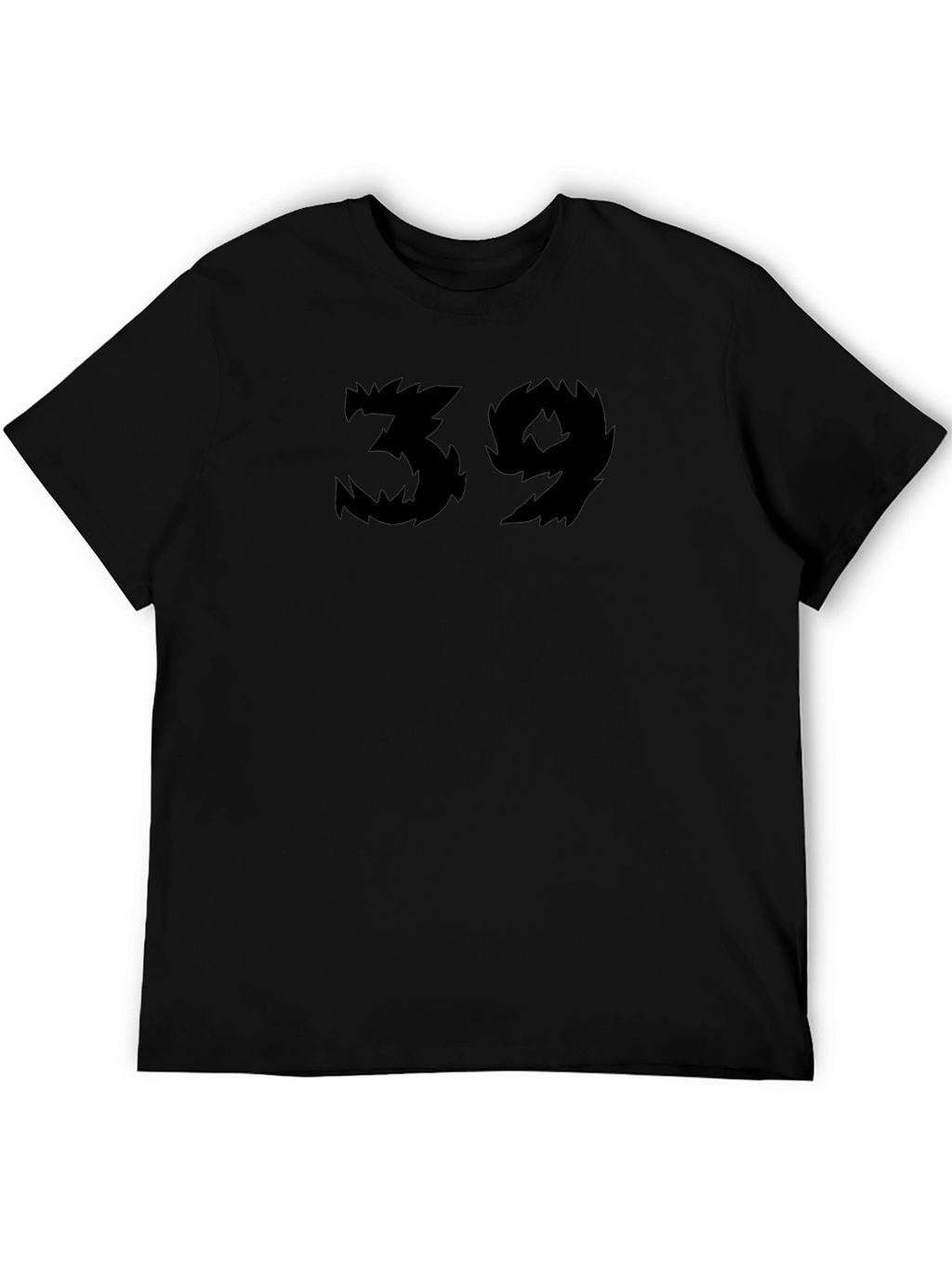 Black T-Shirt with Spiky Number 39 Design