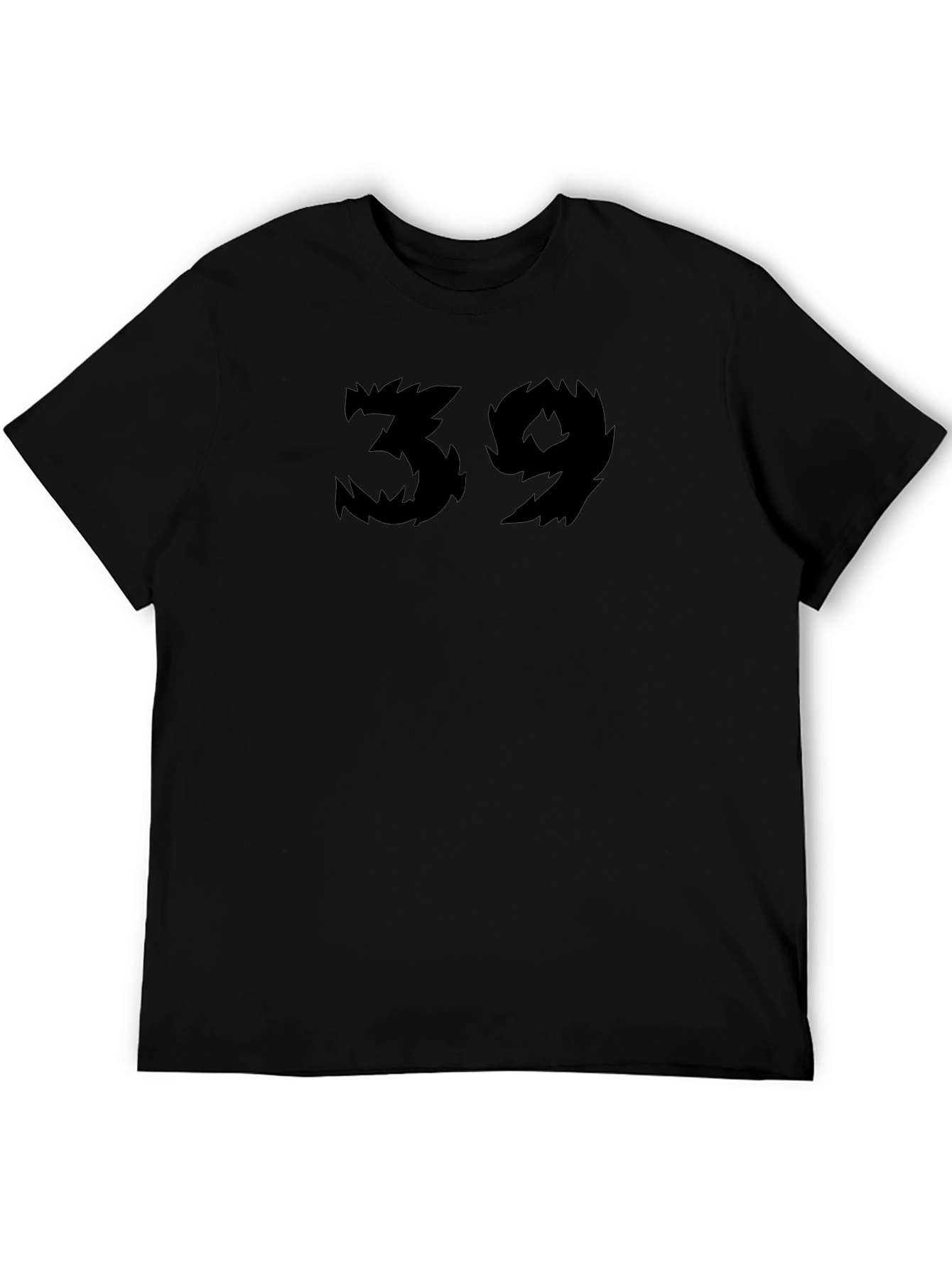 Black T-Shirt with Spiky Number 39 Design