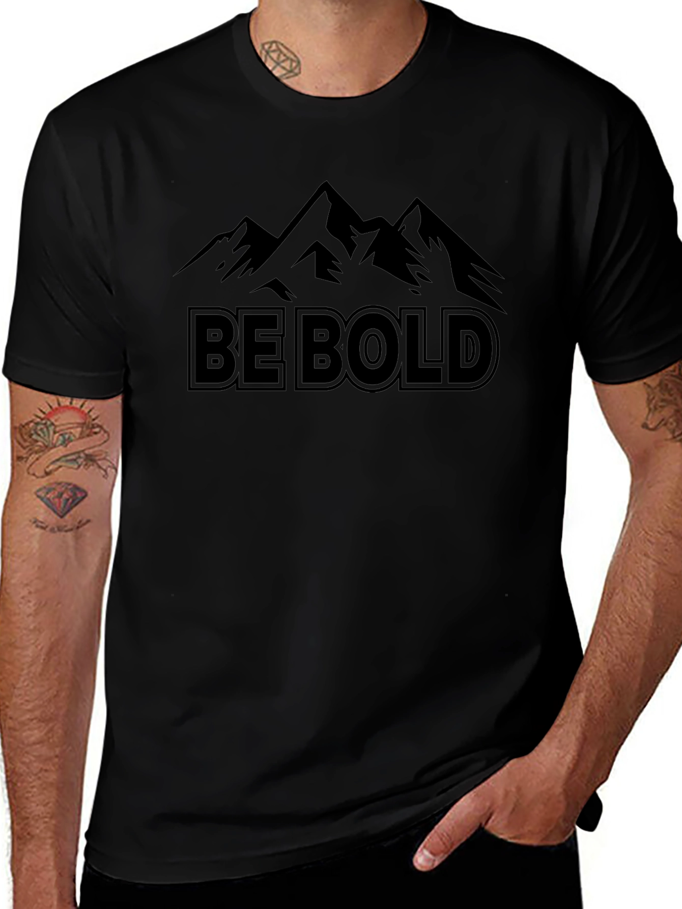 Be Bold Mountain Graphic Tee - Black Cotton