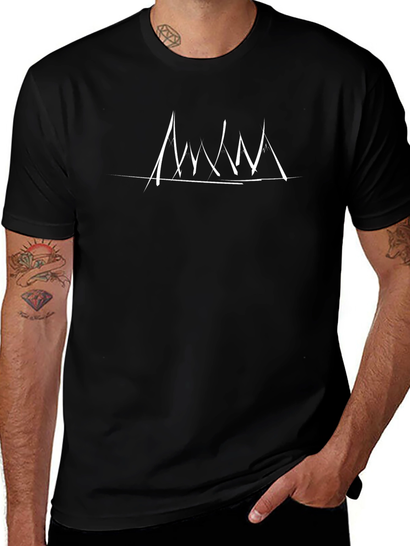Abstract Line Art Graphic Tee - Black Casual T-Shirt