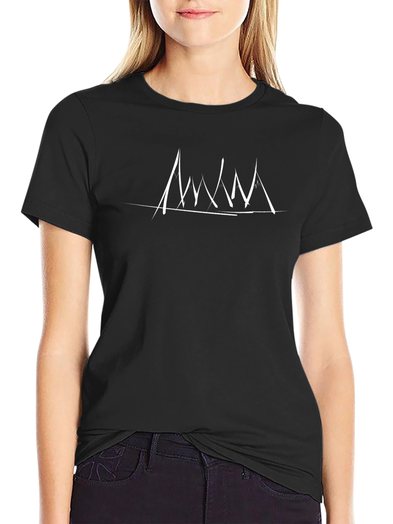 Abstract Line Art Graphic Tee - Black Casual T-Shirt