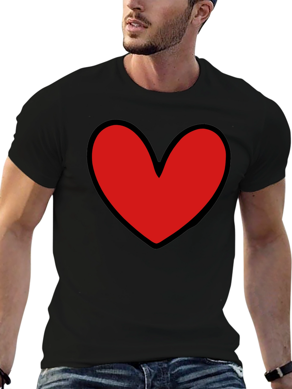 Bold Heart Graphic Black T-Shirt