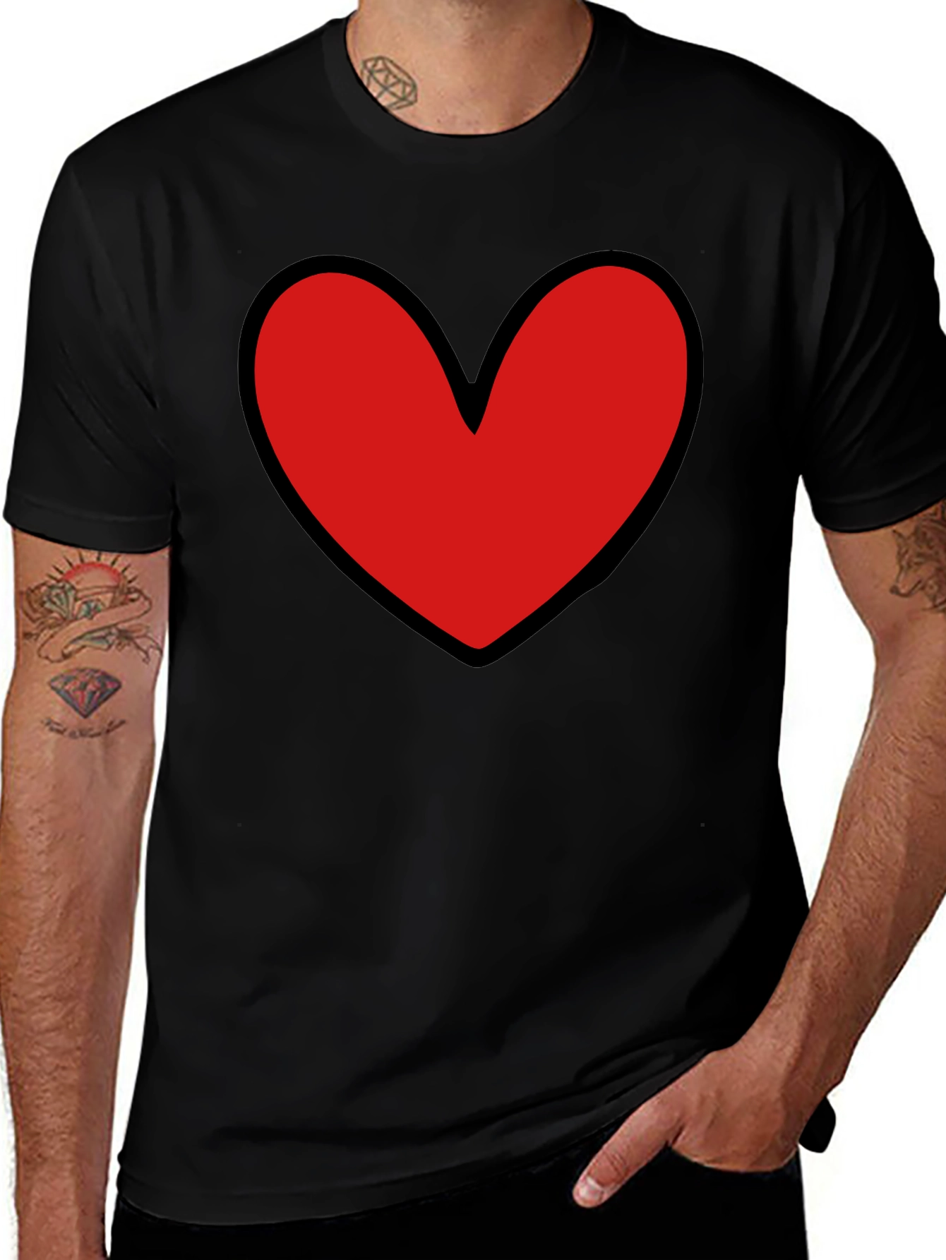 Bold Heart Graphic Black T-Shirt