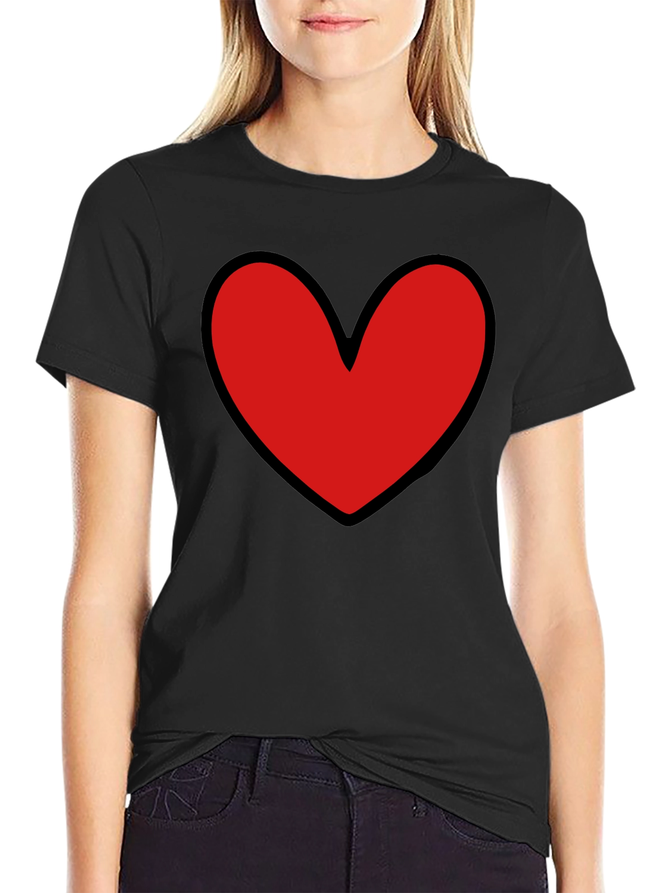 Bold Heart Graphic Black T-Shirt