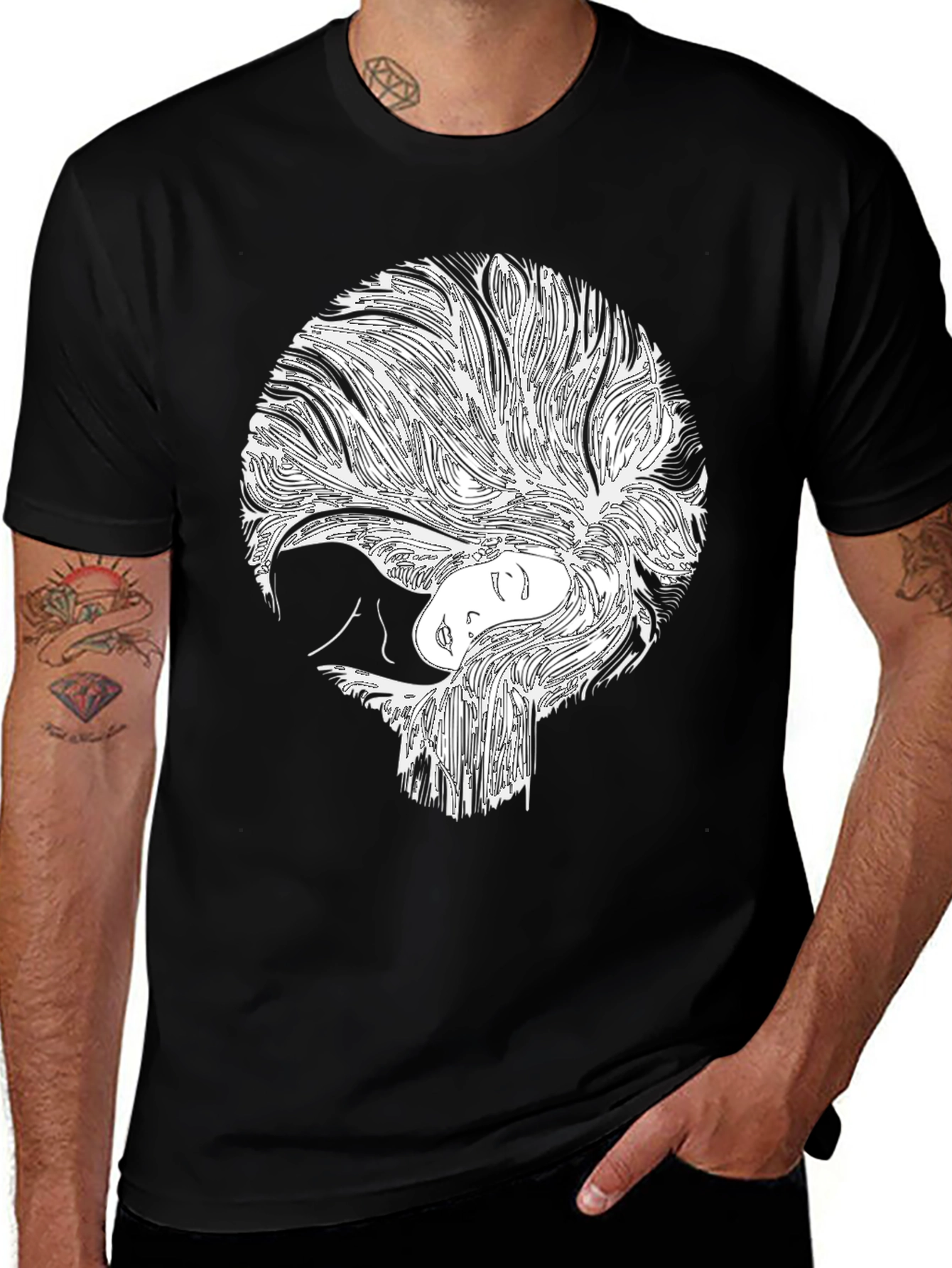 Abstract Woman Graphic Black T-Shirt