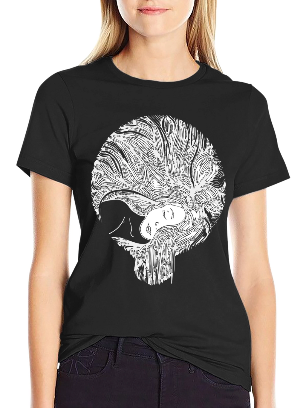 Abstract Woman Graphic Black T-Shirt