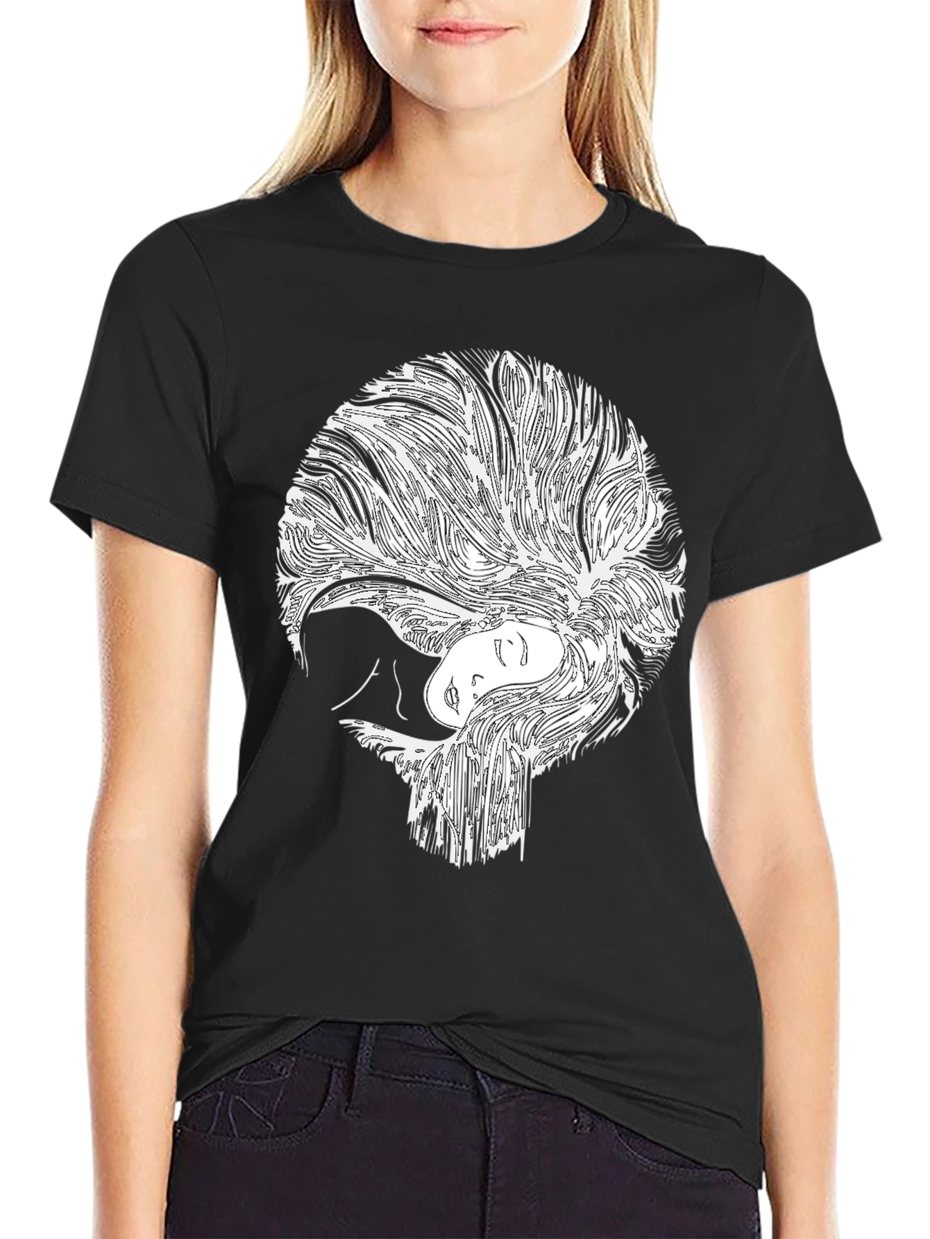Abstract Woman Graphic Black T-Shirt