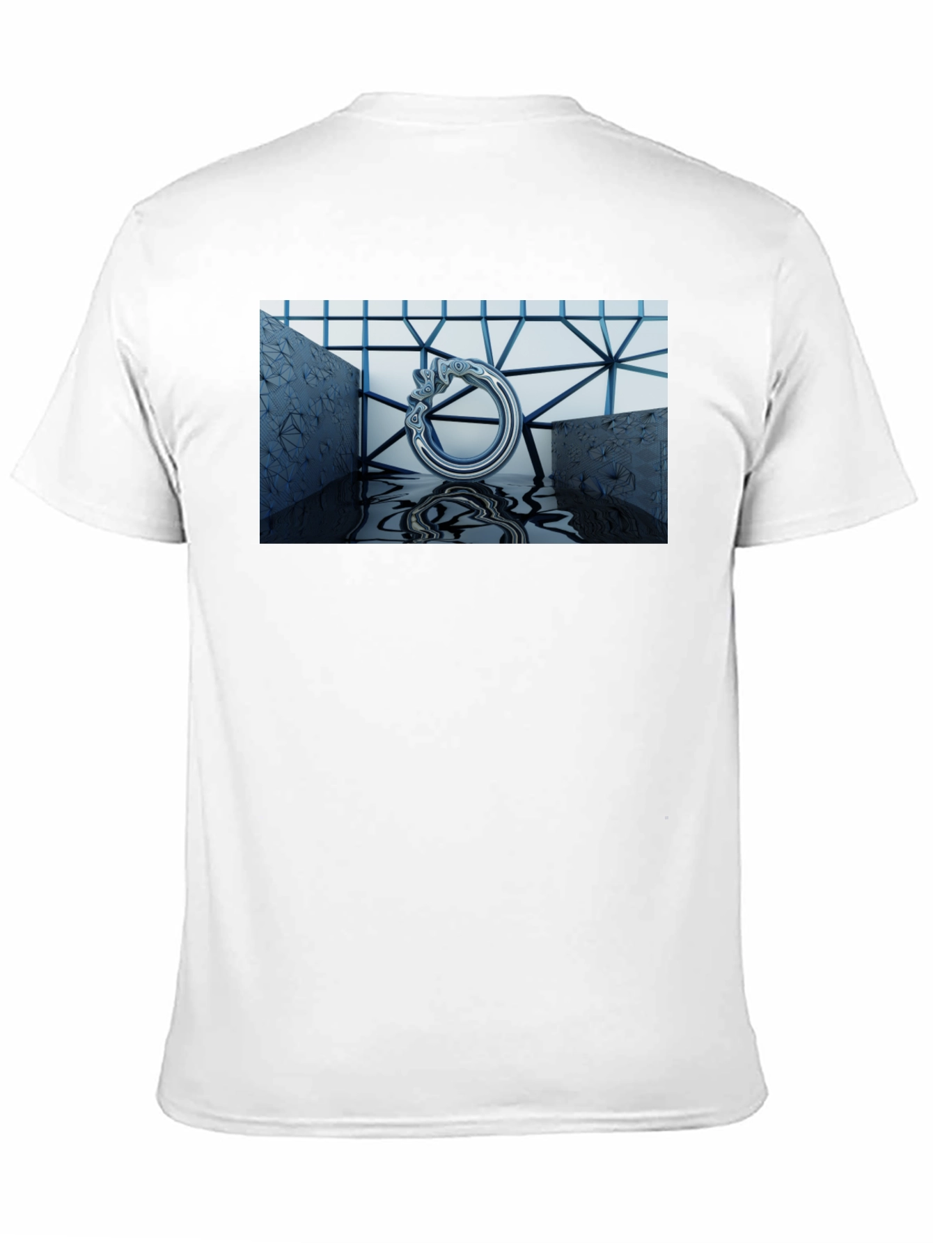 Abstract Silver Ring Design Black T-Shirt