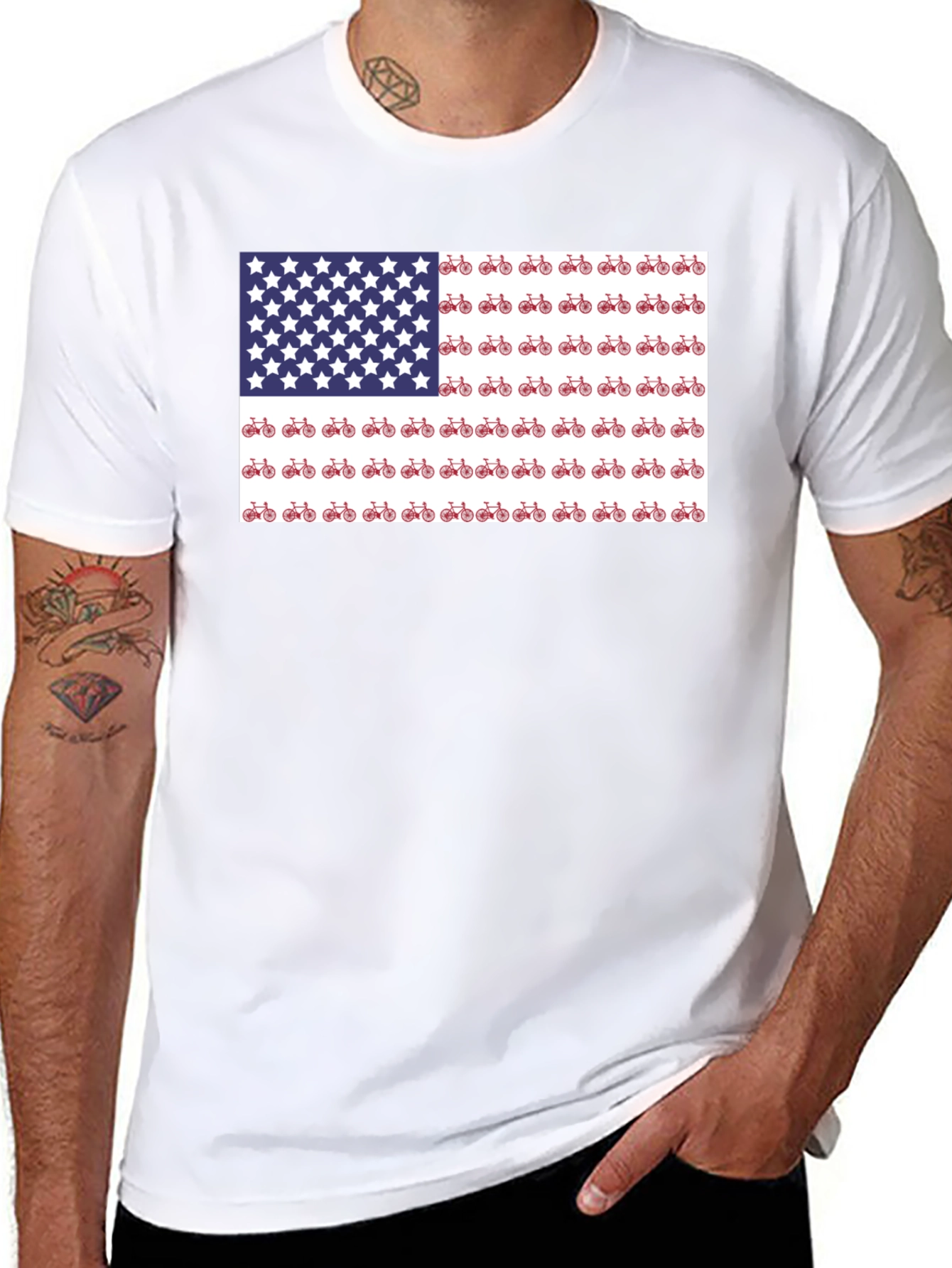 American Flag Bike T-Shirt - Patriotic Style