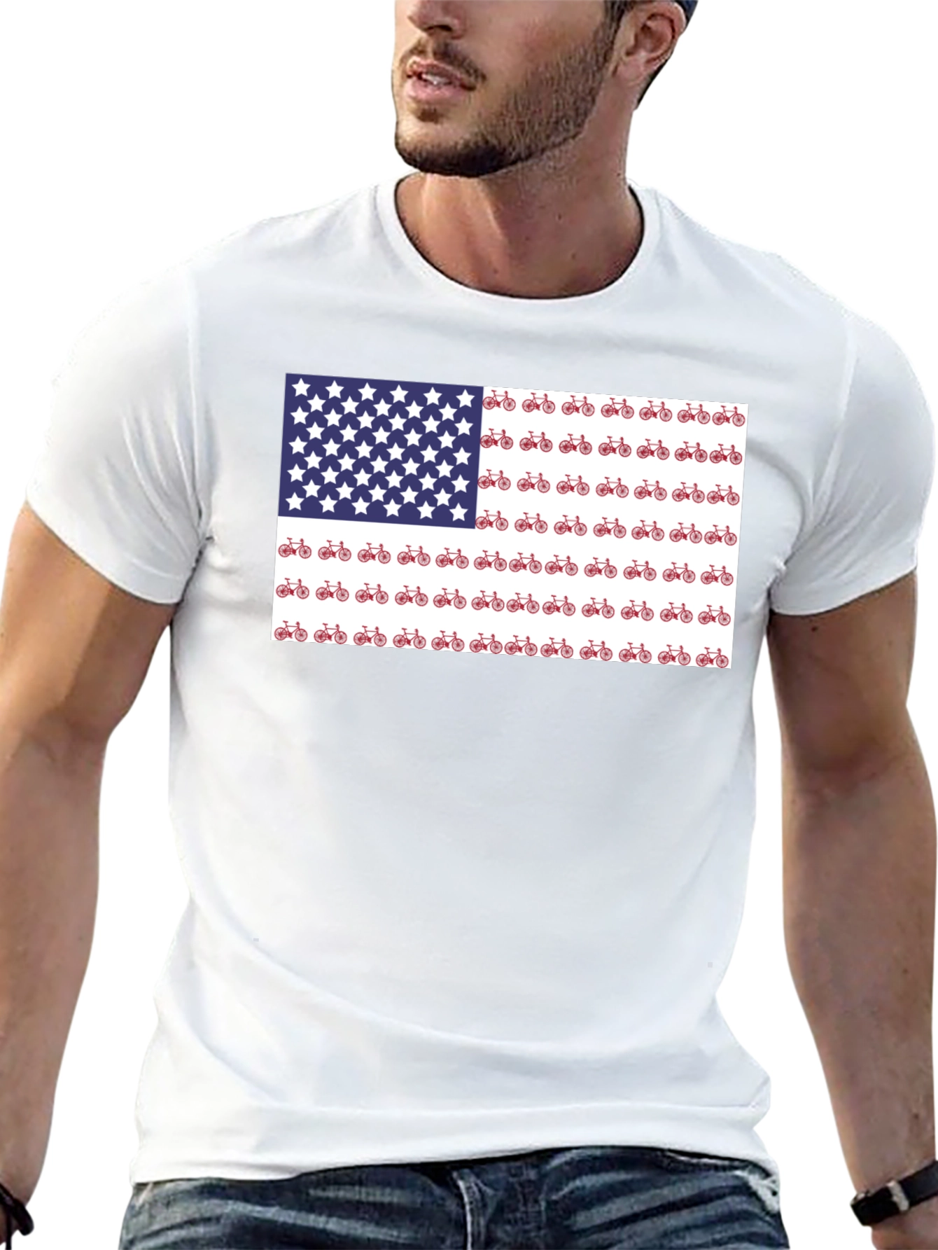 American Flag Bike T-Shirt - Patriotic Style