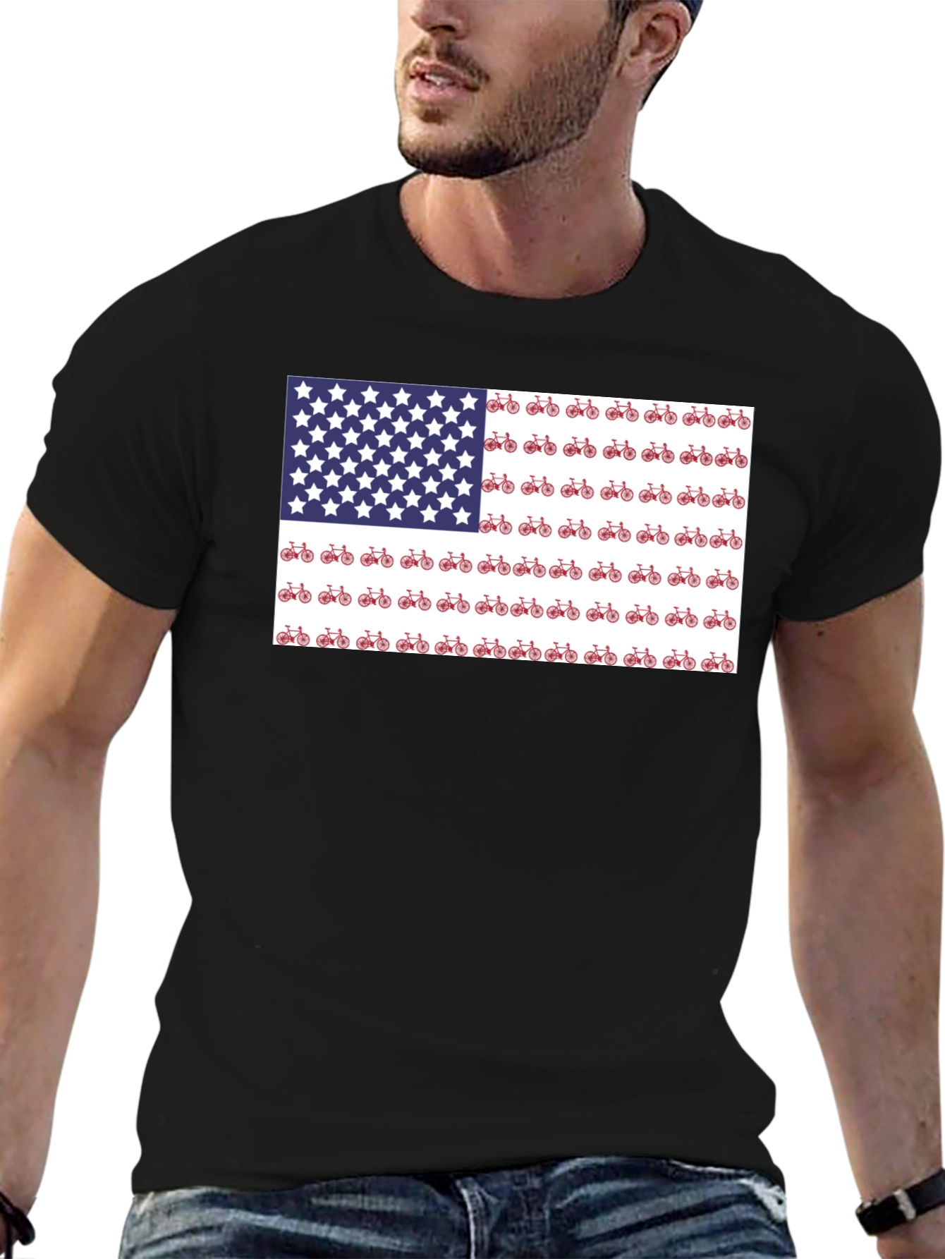 American Flag Bike T-Shirt - Patriotic Style