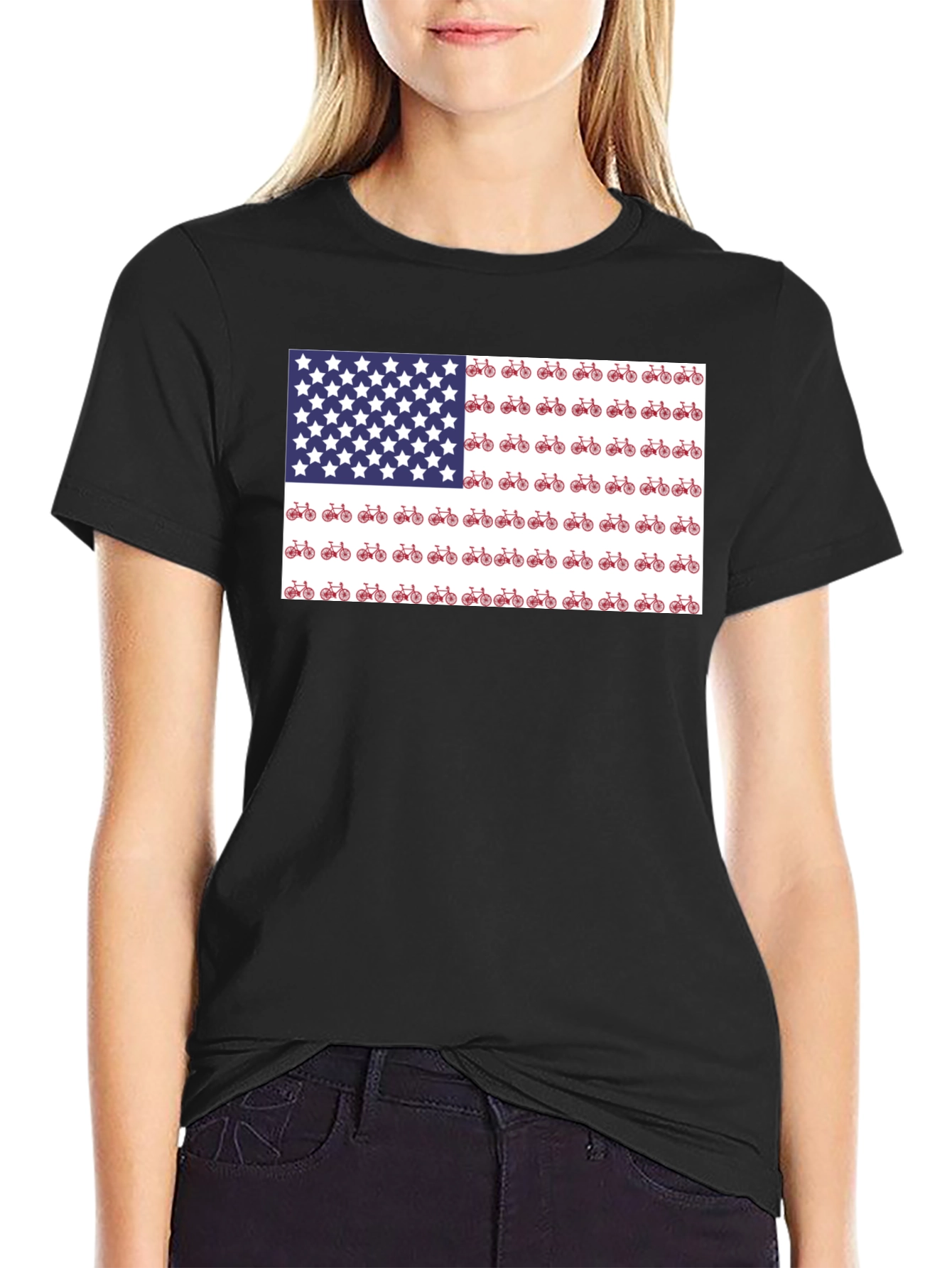 American Flag Bike T-Shirt - Patriotic Style