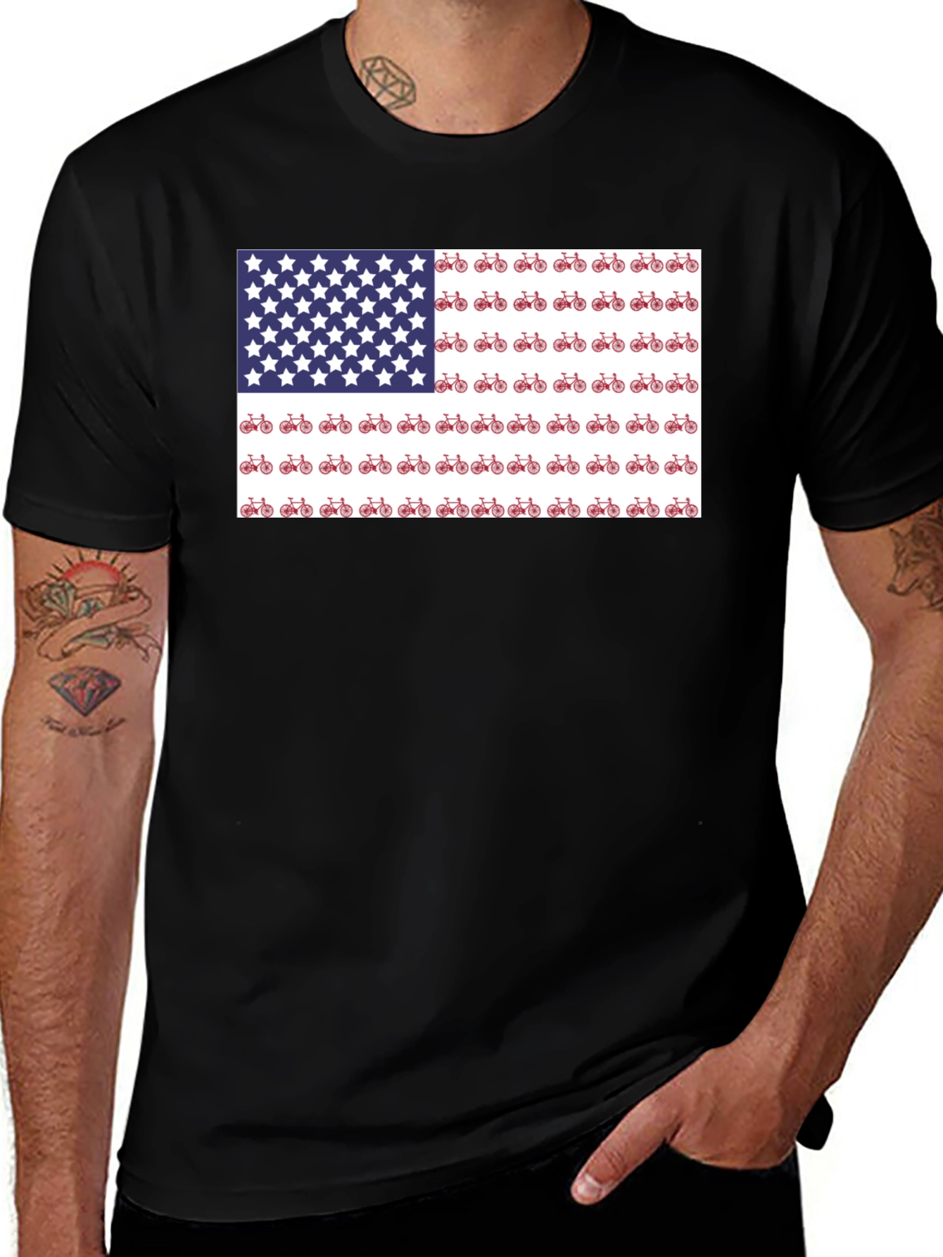 American Flag Bike T-Shirt - Patriotic Style