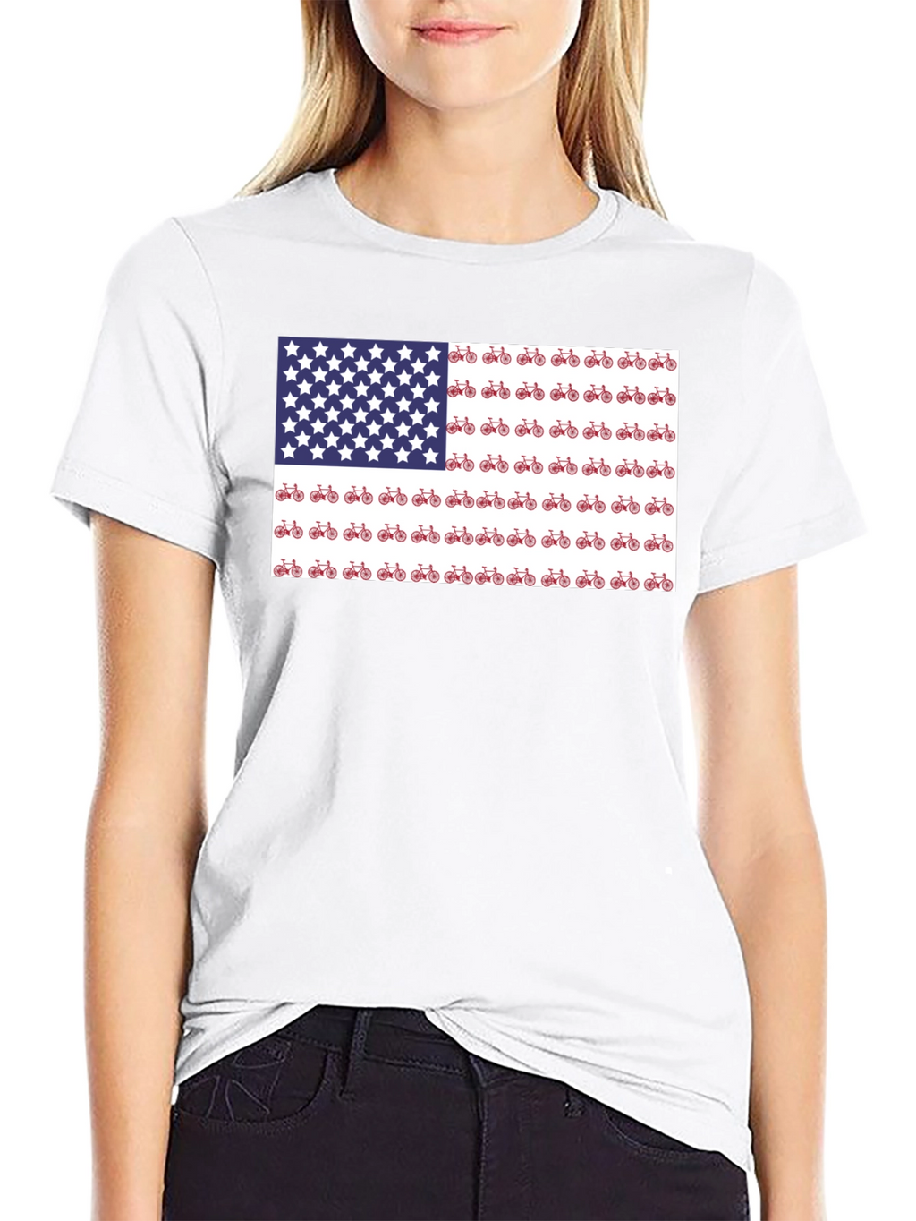 American Flag Bike T-Shirt - Patriotic Style