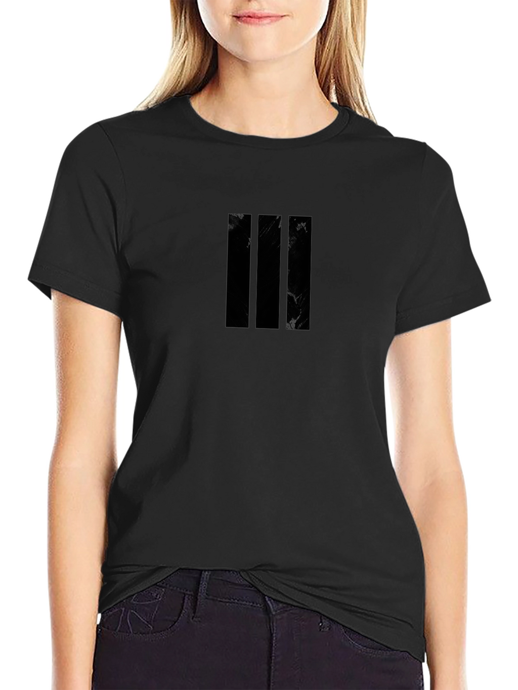 Black T-Shirt with Three Stripes