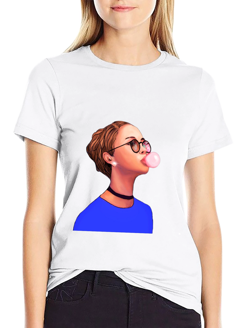 Bubble Gum Girl Graphic T-Shirt - Black