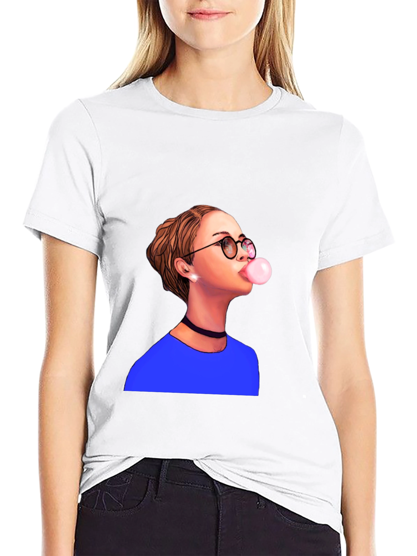 Bubble Gum Girl Graphic T-Shirt - Black