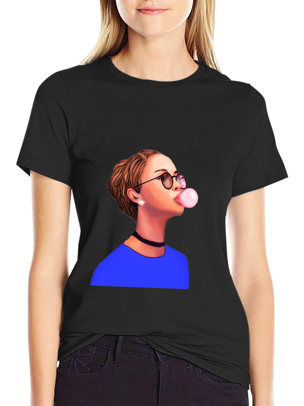 Bubble Gum Girl Graphic T-Shirt - Black