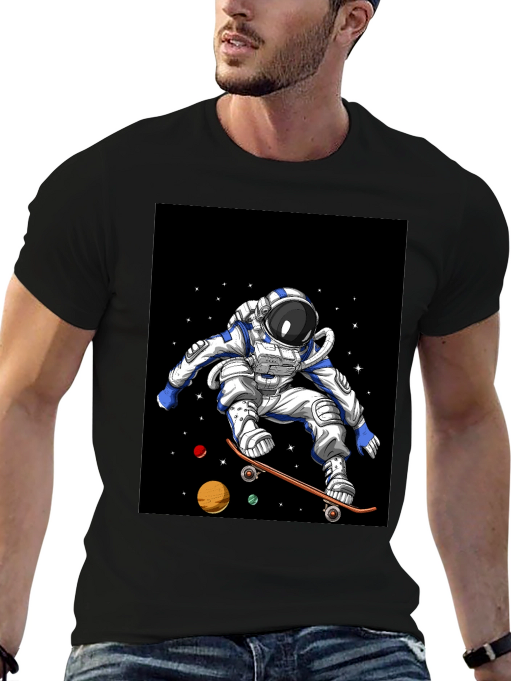 Astronaut Skateboard T-Shirt Space Design