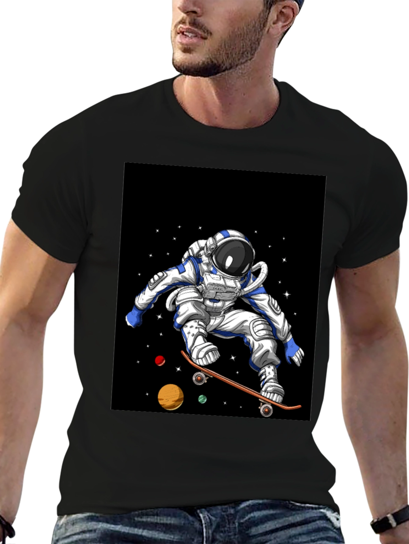Astronaut Skateboard T-Shirt Space Design