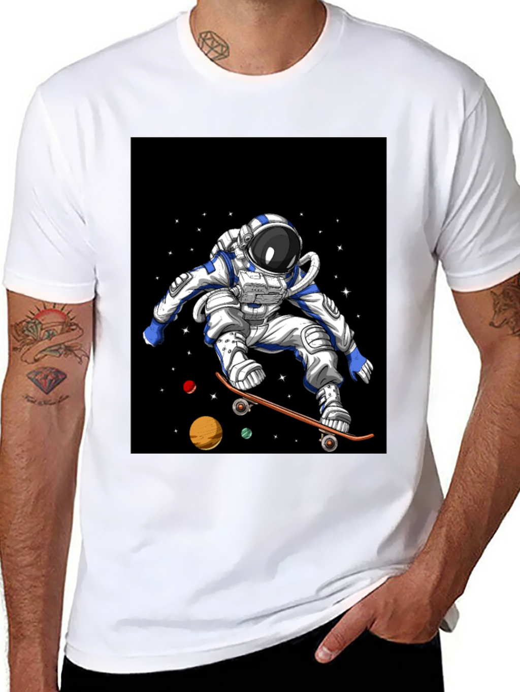 Astronaut Skateboard T-Shirt Space Design