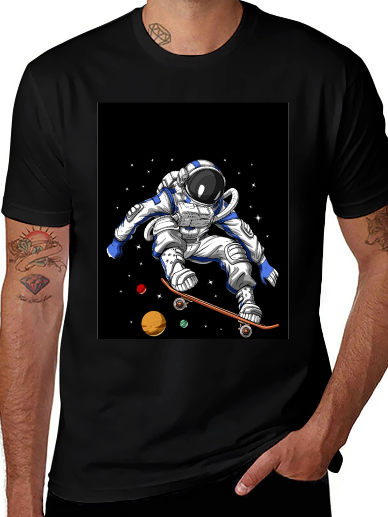 Astronaut Skateboard T-Shirt Space Design