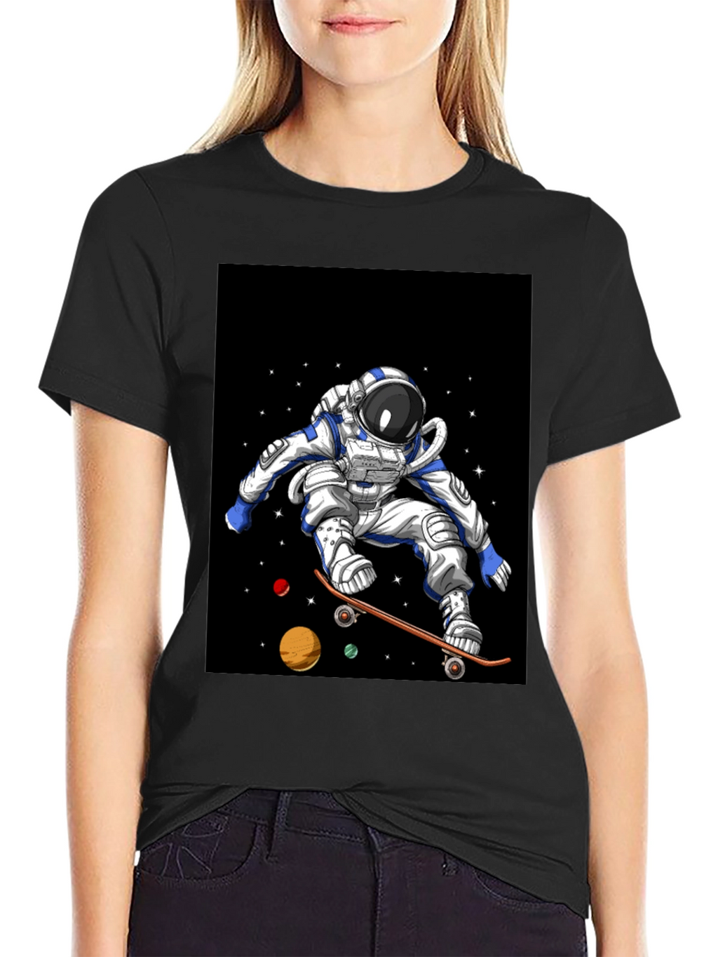 Astronaut Skateboard T-Shirt Space Design