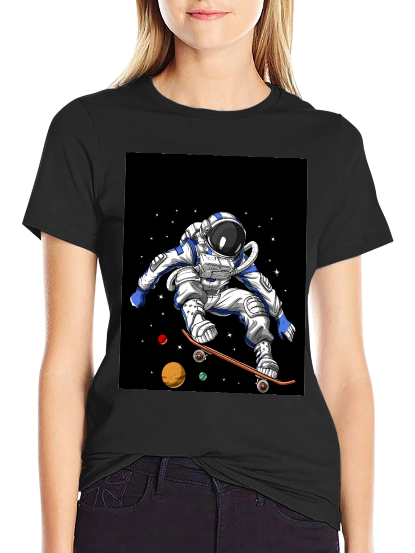 Astronaut Skateboard T-Shirt Space Design