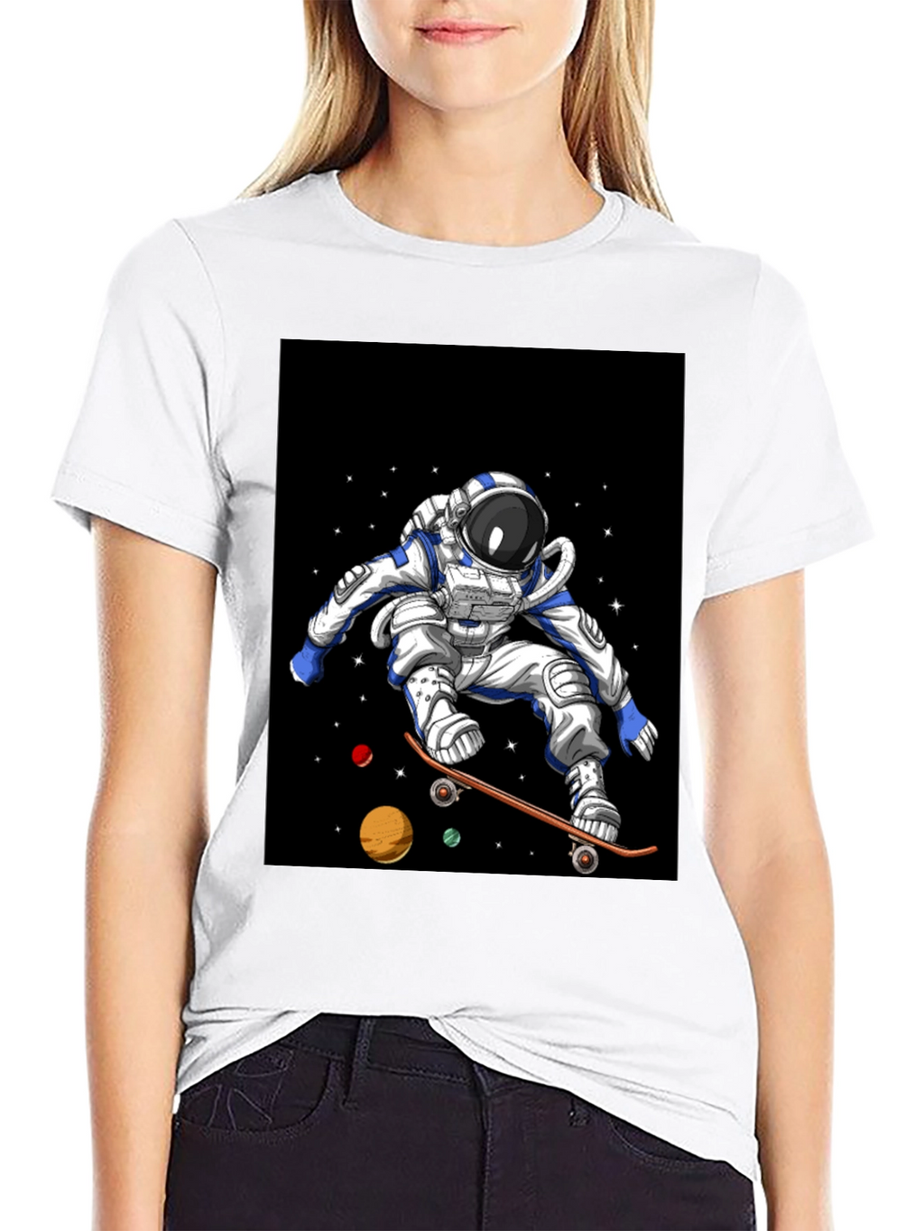 Astronaut Skateboard T-Shirt Space Design