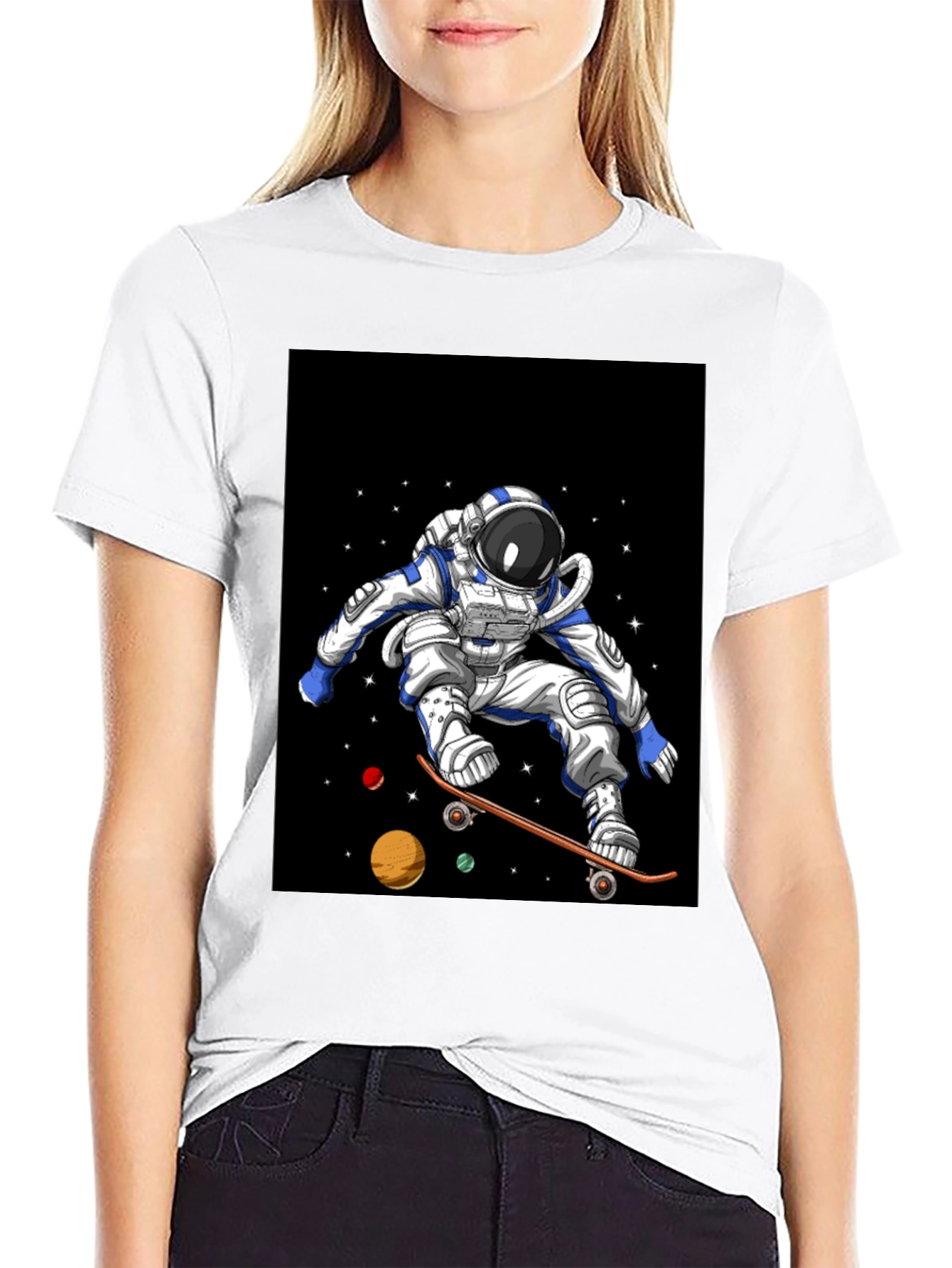Astronaut Skateboard T-Shirt Space Design