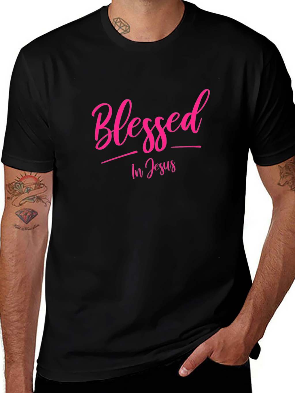 Blessed In Jesus Black T-Shirt