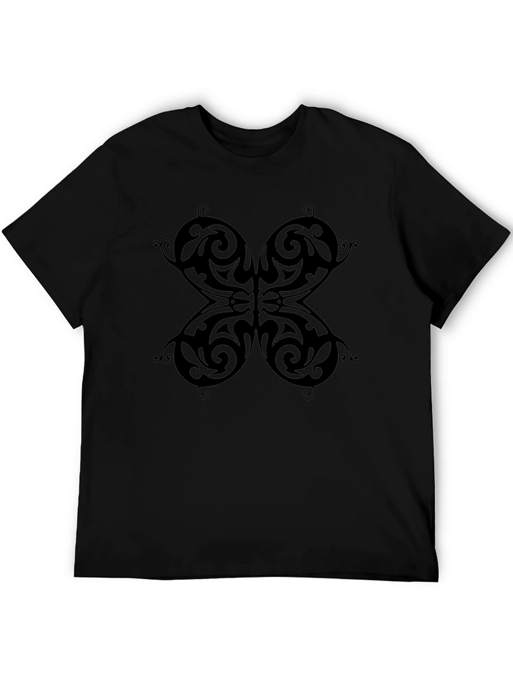 Butterfly Patterned Black T-Shirt