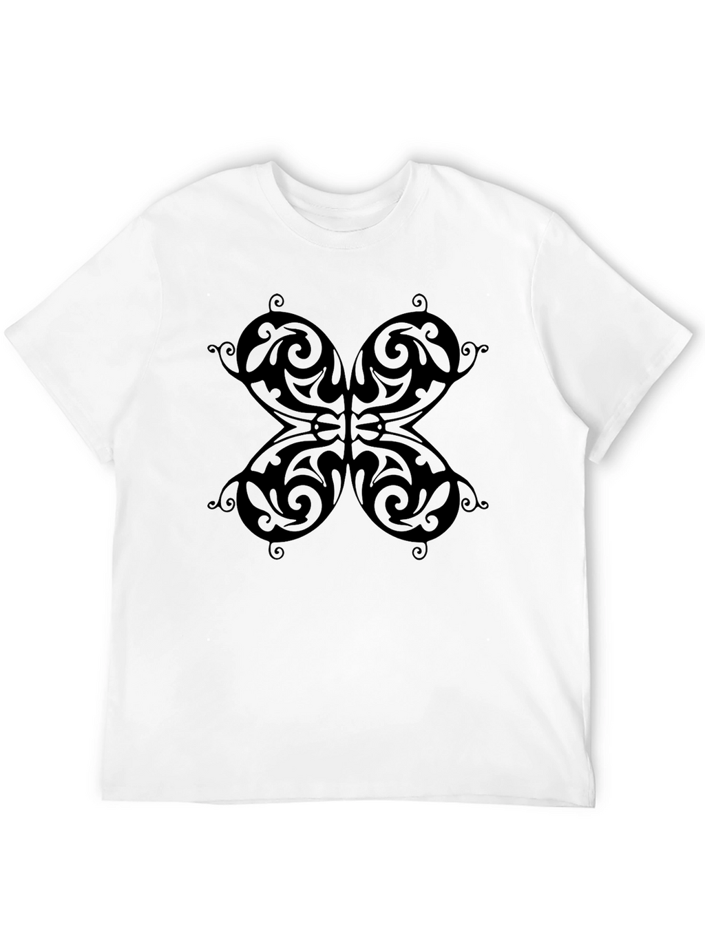 Butterfly Patterned Black T-Shirt