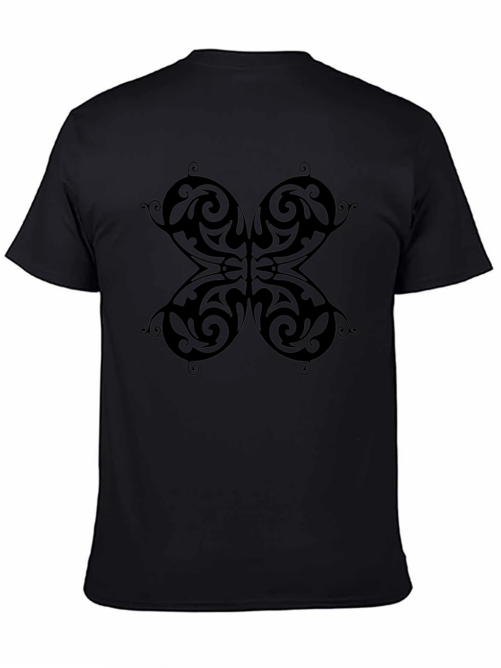 Butterfly Patterned Black T-Shirt