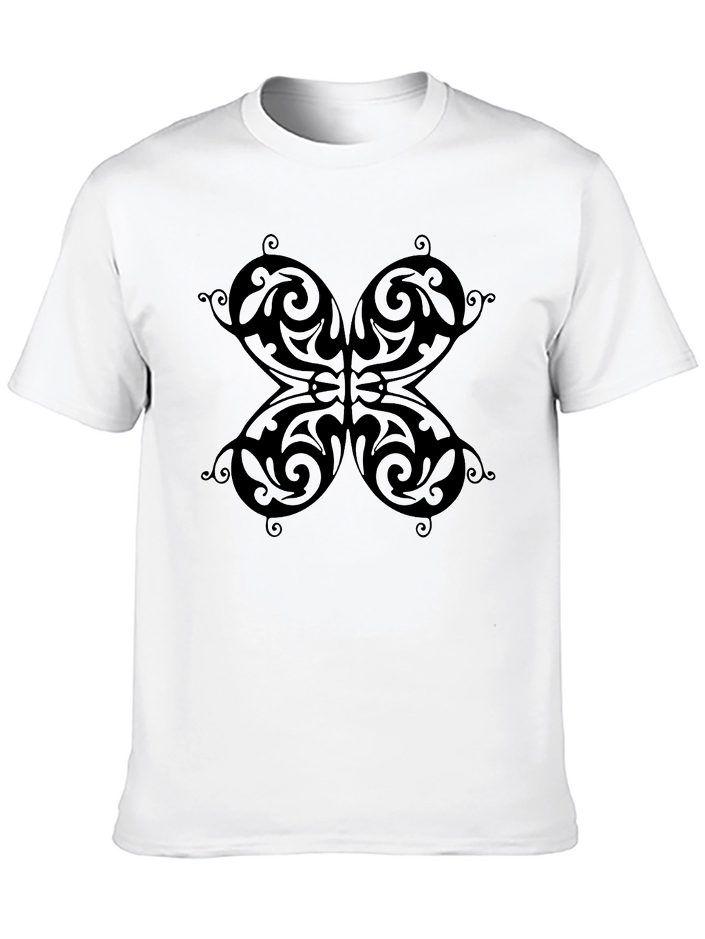 Butterfly Patterned Black T-Shirt
