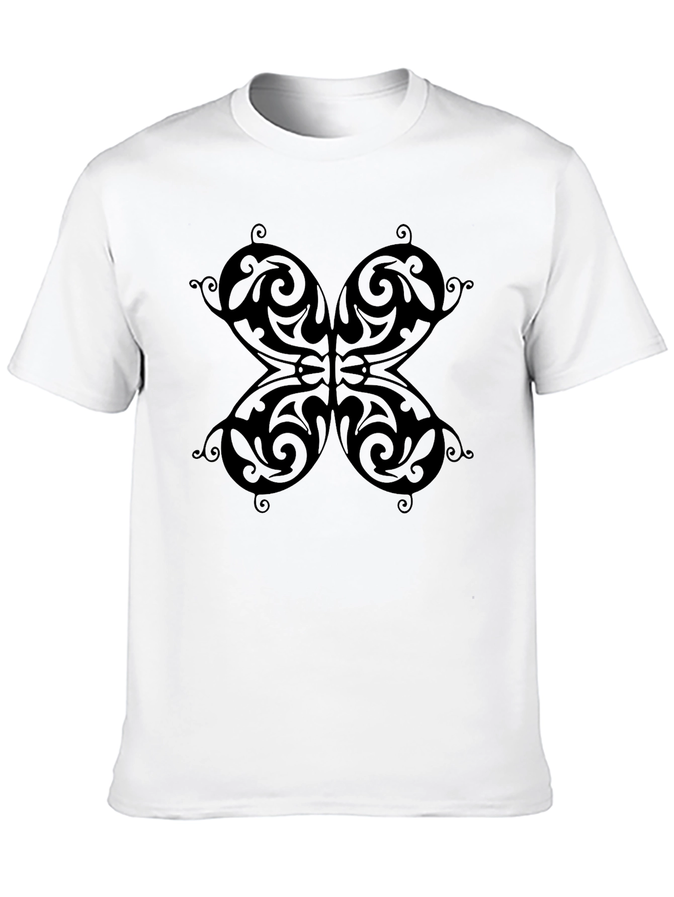 Butterfly Patterned Black T-Shirt